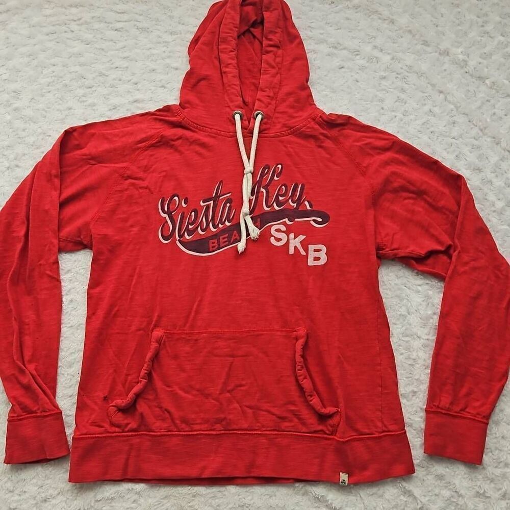 Women size XL Vintage J America Worn in Hoodie Siesta Key FL Red see description